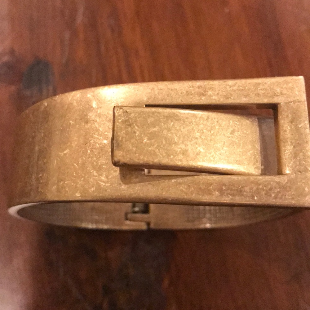 J Crew Gold tone buckle cuff hinged bracelet